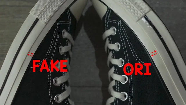 Jarak toe bumper dengan toe cap sepatu Converse